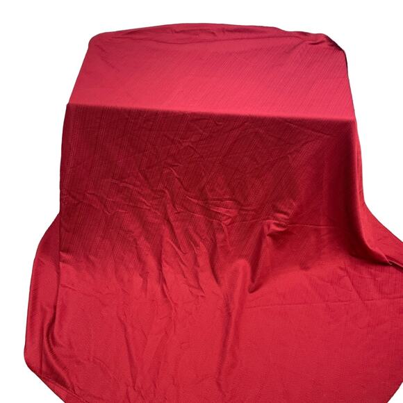 Solid Red Oval Cotton Blend Christmas Holiday Event Woven Fabric Tablecloth - Picture 1 of 4